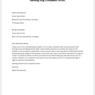 Complaint Letter to Neighbour about Barking Dog | writeletter2.com