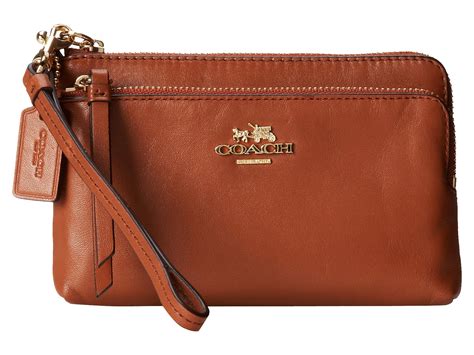 Coach Madison Leather Double Zip Wristlet in Brown | Lyst