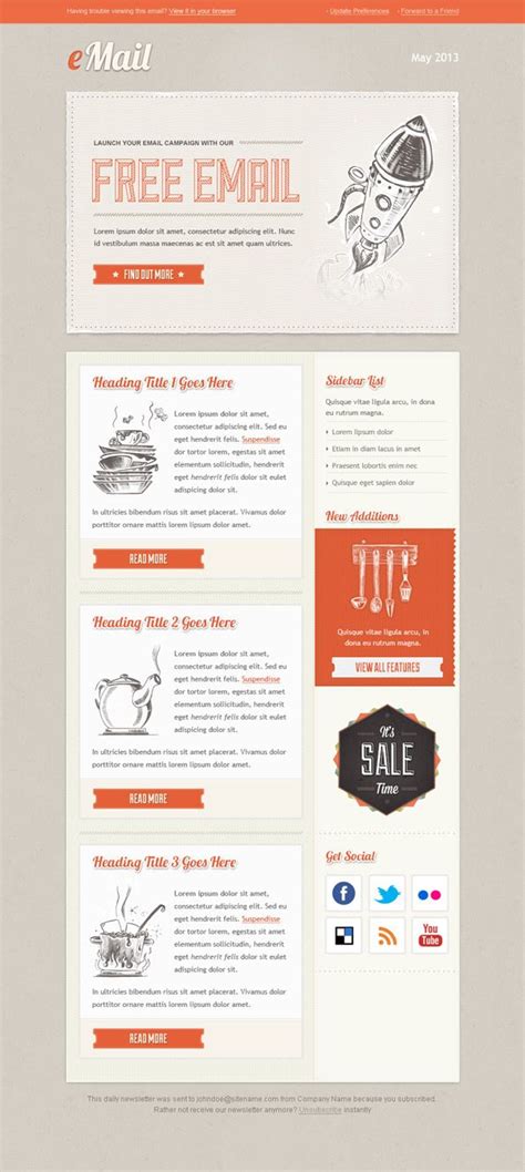 Vintage Email Template - Free Mail Templates | Email newsletter design, Email newsletter ...