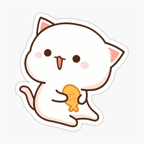 "Line Chibi Cat Fish Food" Sticker for Sale by wannabe311 | Redbubble