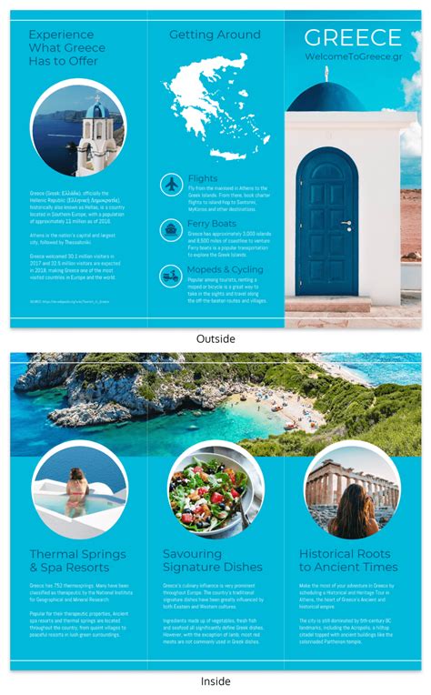 Greece Travel Tri Fold Brochure Template - Venngage