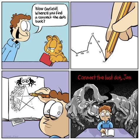 connect the dots | Creepy Garfield / Gorefield | Funny cartoons, Funny comic strips, Funny memes