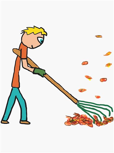 "Raking Autumn Leaves" Sticker by Mark-Ewbie | Redbubble