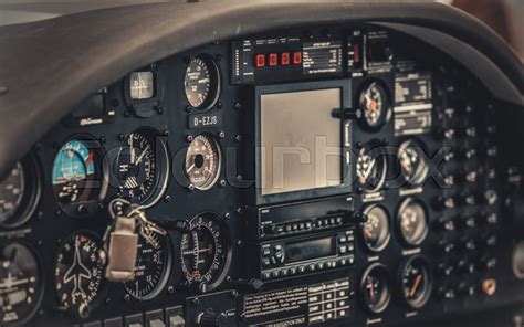 Vintage aircraft cockpit detail. Retro ... | Stock image | Colourbox