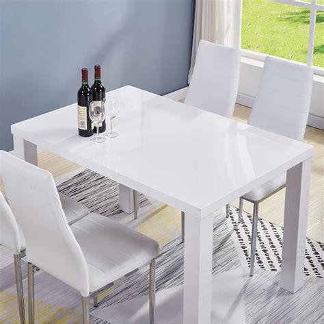 GOLDFAN Morden High Gloss Dining Tables Taku Rectangle Kitchen Tables 4 ...
