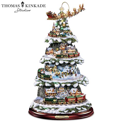 Thomas Kinkade Animated Tabletop Christmas Tree With Train: Wonderland ...