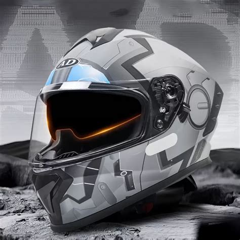 AD Motorcycle Helmet Dual Visor Sun Shield Flip up Modular Motocross ...