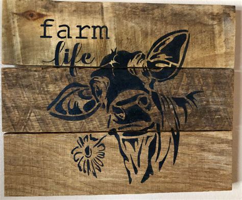 Rustic Farm Life Cow Sign / Cow Wall Sign/ Farmhouse Home Decor