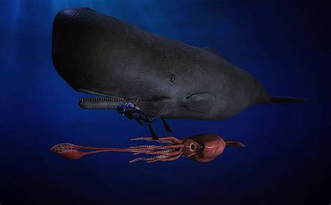 Visualization of the Sperm Whale and his colossal prey (the Colossal ...