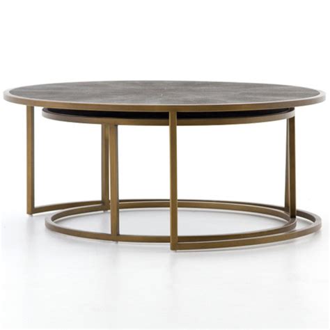 Hollywood Modern Shagreen Nesting Coffee Tables - Brass | Zin Home