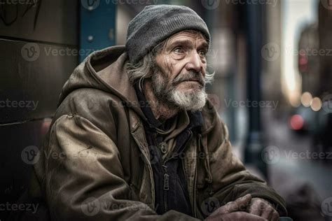 Homeless man portrait. Aged bearded man. 23603347 Stock Photo at Vecteezy