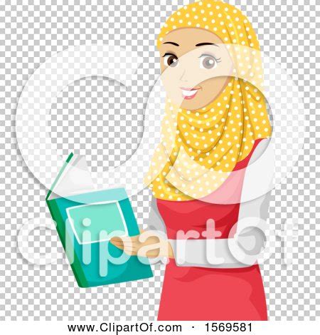 Clipart of a Teen Muslim Girl Reading a Book - Royalty Free Vector ...