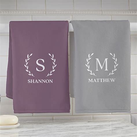 Laurel Initial Personalized Hand Towels