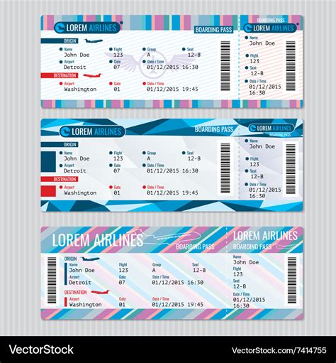 Airline boarding pass tickets template Royalty Free Vector