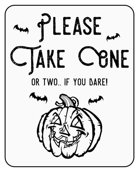 Free Printable Halloween Candy Bowl Please Take One Halloween Sign | Candy signs, Halloween ...