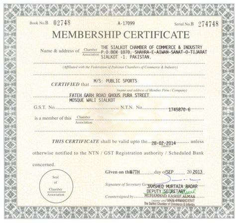 Chamber Of Commerce Certificate