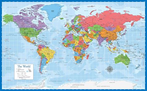 Carte du monde plastifiée – 45,7 x 73,7 cm – Carte murale du monde ...