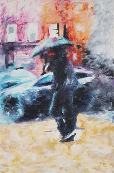 Walking in the rain by Manu Fine Art