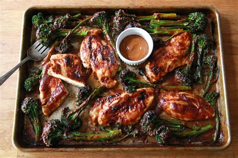 Quick Chicken & Baby Broccoli with Spicy Peanut Sauce | Sheet pan suppers recipes, Quick chicken ...