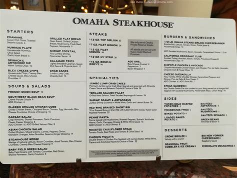 Online Menu of Omaha Steakhouse Restaurant, Houston, Texas, 85016 - Zmenu