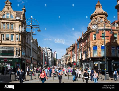 Briggate (the main shopping street) in the city centre, Leeds, West ...