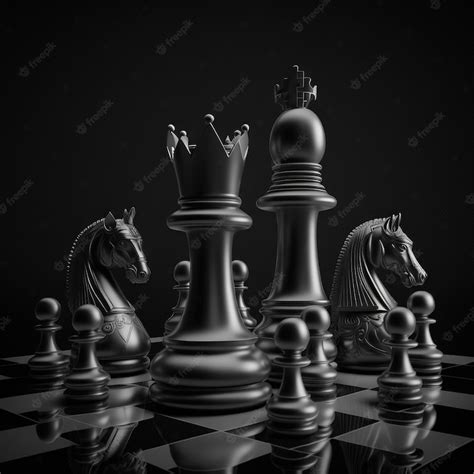 Premium Photo | Chess pieces black and white isolated on Black ...