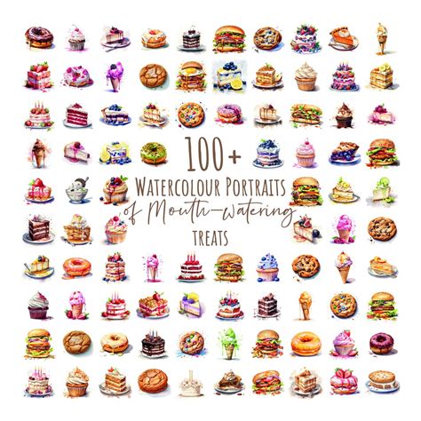 Big Food Clipart Bundle, Instant Download of AI Art Prints for Your ...