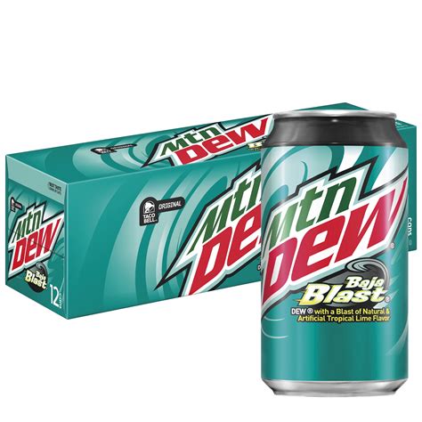 Mountain Dew Baja Blast Tropical Lime Soda Pop, 12 oz 12 Pack Cans ...