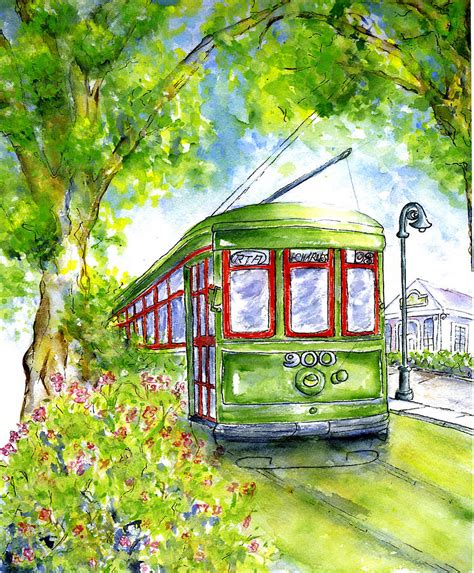 St. Charles Streetcar New Orleans Painting by Catherine Wilson