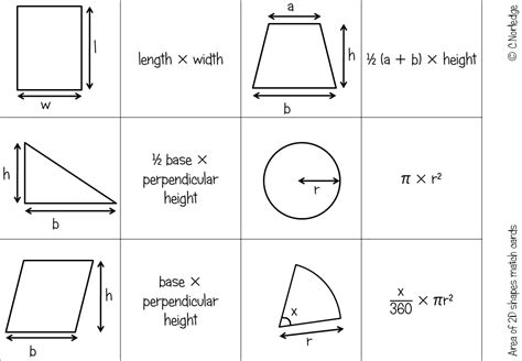 Area of 2D Shapes Match Cards