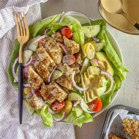 Chicken Tender Salad with Honey Mustard Dressing - Big Delicious Life