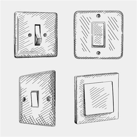 Premium Vector | Sketch set of hand-drawn of switches. Set includes toggle light switch turn on ...