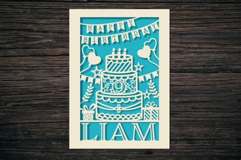 Personalized Birthday Card Paper Cut Graphic by ABStore · Creative Fabrica