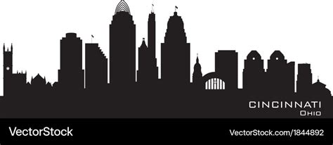 Cincinnati ohio skyline detailed silhouette Vector Image