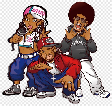 Free download | Animated woman and two men illustration, Rapper Hip hop music Illustration ...