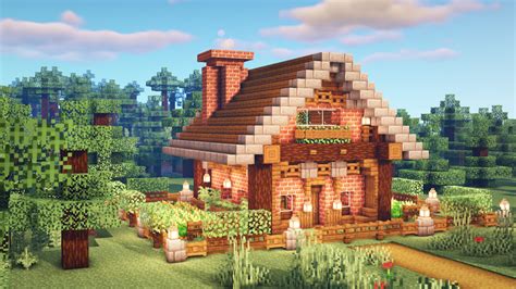 Minecraft: How to Build a Survival Simple Brick House Minecraft Map