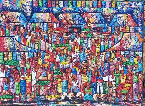 African market painting, Large abstract wall art, Big colorful Painting ...