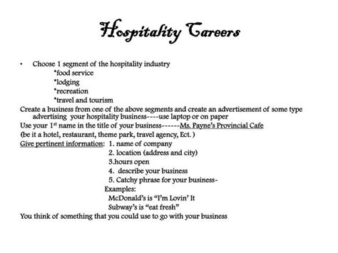 PPT - Hospitality Careers PowerPoint Presentation - ID:2683123