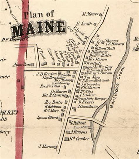 Maine Village, New York 1855 Old Town Map Custom Print - Broome Co. - OLD MAPS