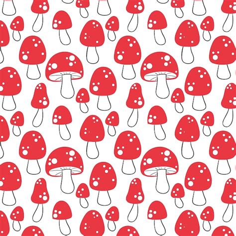 Free Vector | Hand drawn red mushroom pattern