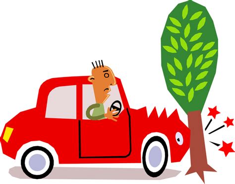 Vector Illustration Of Car Motorist Driver Has Accident - Cartoon Car Crash Into Tree Clipart ...