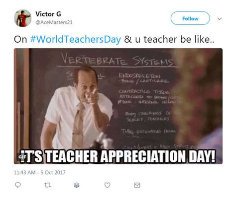 Oct. 5 is World Teachers Day and social media erupted with memes ...