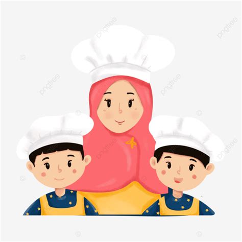 Koki Ibu Dan Anak Laki Laki Kartun, Koki, Koki Ibu Dan Anak, Kartun PNG ...