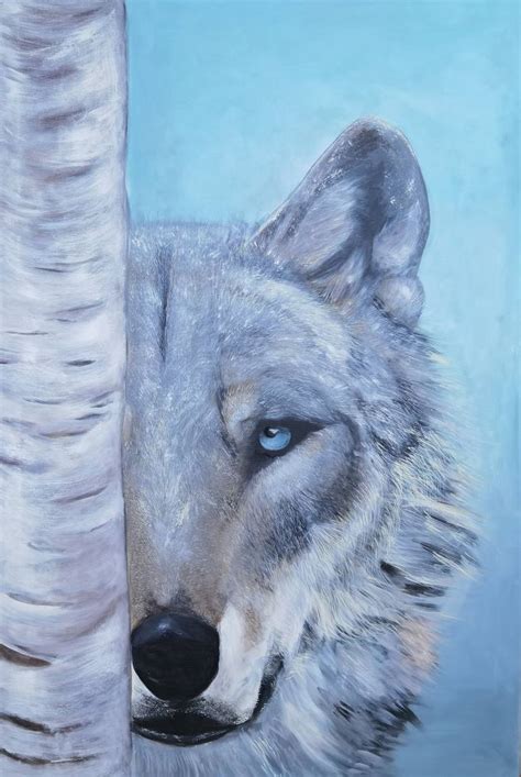 The Blue Eyed Wolf Painting by Ioana Teodora | Saatchi Art