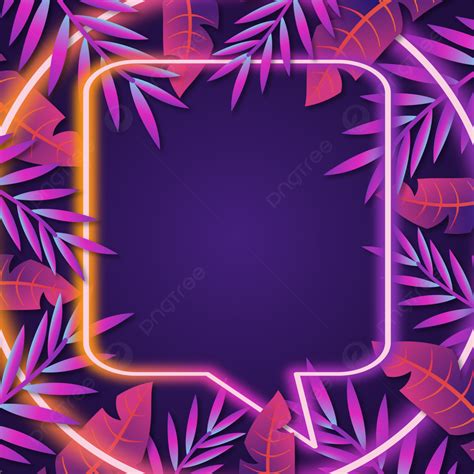 Background Daun Keren Dengan Bingkai Neon Wallpaper Vektor Gratis, Tema Tropis, Neon Tropis ...