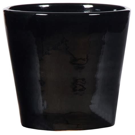 11.5-in W x 10.5-in H Black Ceramic Planter at Lowes.com