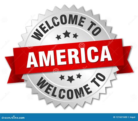 Welcome to America badge stock vector. Illustration of silver - 121621600