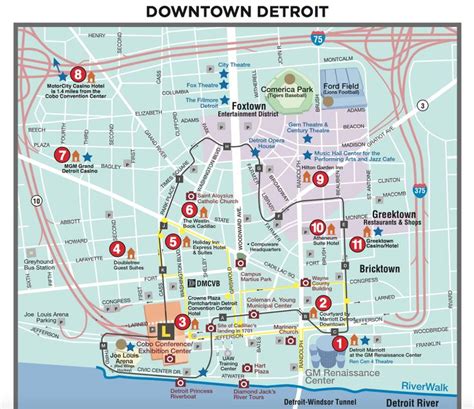 Downtown Detroit Map Of Attractions