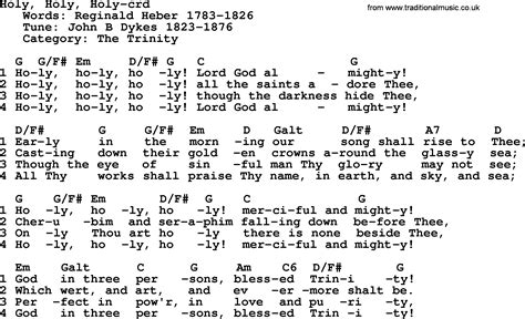 Hymns about The Trinity, title: Holy, Holy, Holy - lyrics with PDF