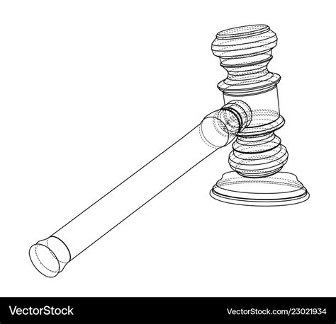 3d outline gavel rendering of Royalty Free Vector Image